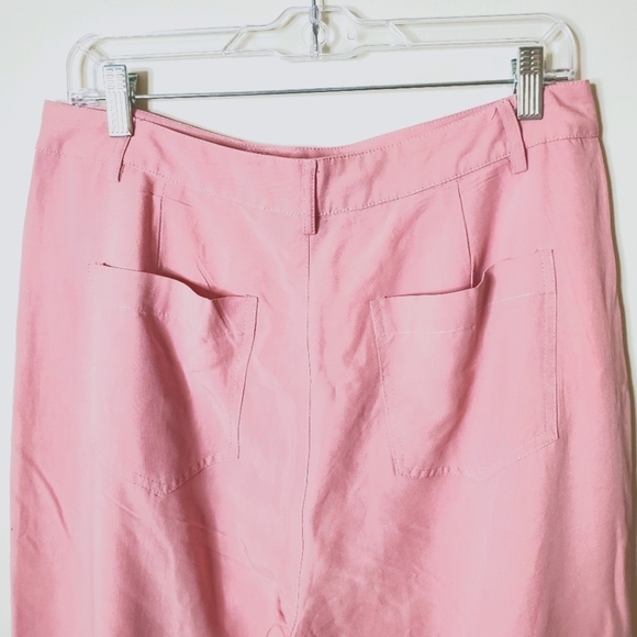 En Saison Valeria Linen Blend Pink Wide Leg Trouser Pants - Picture 9 of 13